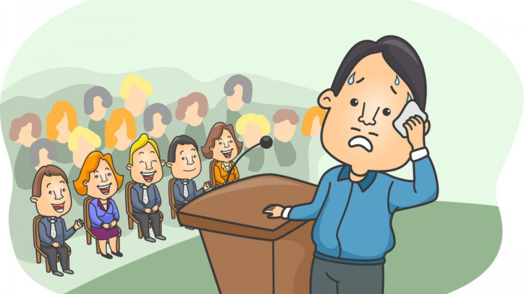 Imagen de vergüenza al hablar en público